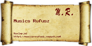 Musics Rufusz névjegykártya